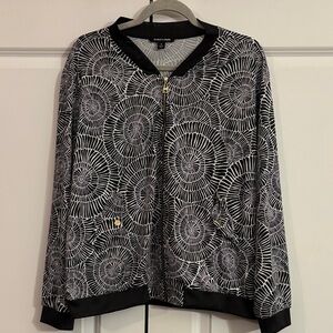 Robert Louis Black and White Geometric Bomber Jacket